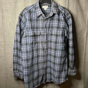 Men's Carhartt Heavy Plaid Lumberjack Flannel Button Shirt Size Large (b175)